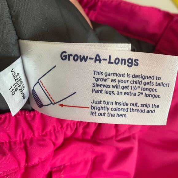 Lands End Snow Pants Girls 16 Hot Pink Waterproof Insulated Iron Knee Grow Along - Picture 10 of 15